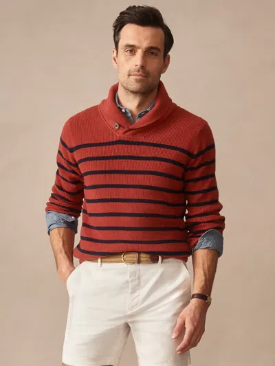 J.mclaughlin Men's Hudson Sweater In Stripe Nantucket Red/navy In Brown