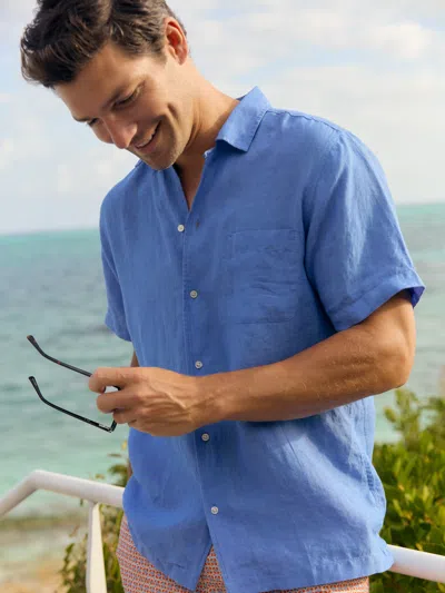 J.mclaughlin Men's Irons Linen Camp Shirt French Blue