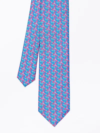 J.mclaughlin Men's Italian Silk Tie In Mini Pelican Blue Multi
