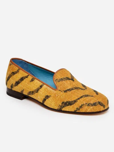 J.mclaughlin Men's J.mcl X Stubbs & Wootton Printed Slippers In Tiger Tan In Gold