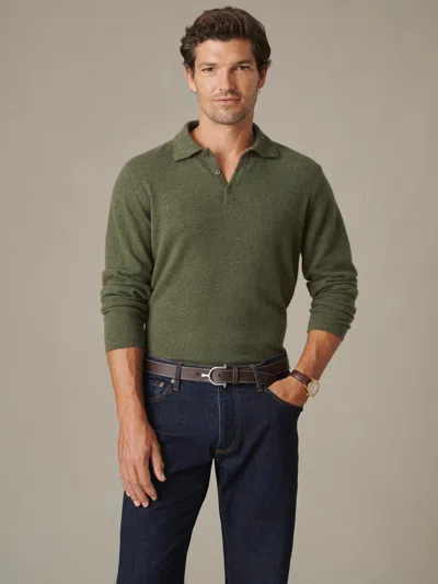 J.mclaughlin Men's Langston Cashmere Polo Sweater Heather Olive