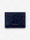 J.mclaughlin Men's Leather Cardcase In Croc Deep Blue In Blue