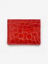J.mclaughlin Men's Leather Cardcase In Croc Orange In Orange