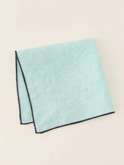J.mclaughlin Men's Linen Pocket Square Aqua In Gold