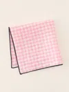 J.mclaughlin Men's Linen Pocket Square In Gingham Pink/white In Gold