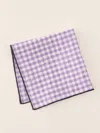 J.mclaughlin Men's Linen Pocket Square In Gingham Purple/white In Gold