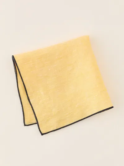 J.mclaughlin Men's Linen Pocket Square Yellow In Gold