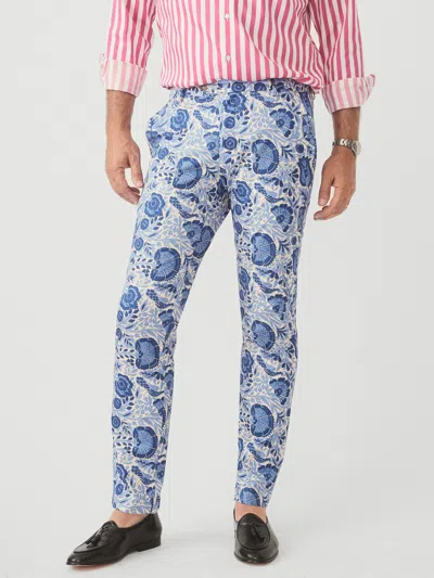 J.mclaughlin Men's Lukas Pants In Eastern Blooms Sand/navy/denim In Blue