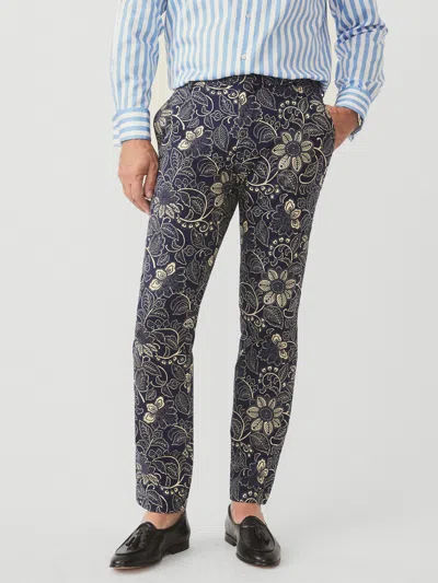 J.mclaughlin Men's Lukas Pants In Night Blooms Navy/off White In Gray
