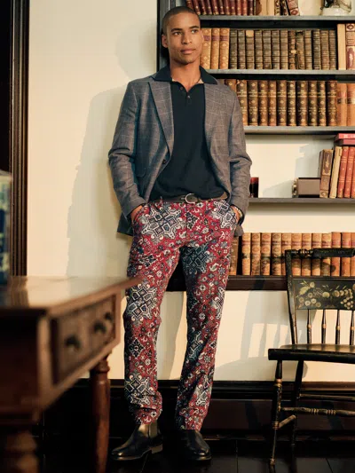 J.mclaughlin Men's Madison Fancy Pants In Casbah Patch Red/blue In Brown