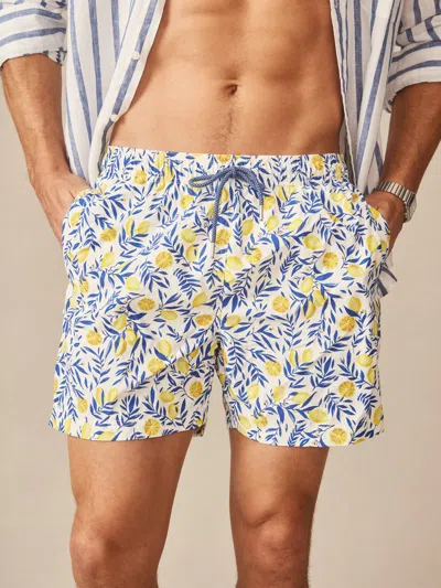 J.mclaughlin Men's Marina Swim Trunks In Capri Spritz White/blue/yellow In Multi