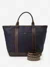 J.mclaughlin Men's Men's Everyday Tote Bag Navy | Cotton/leather In Blue