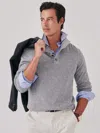 J.mclaughlin Men's Mock Neck Cashmere Henley Sweater Light Heather Gray In Gray