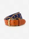 J.mclaughlin Men's Needlepoint Belt In Bamboo Navy In Blue