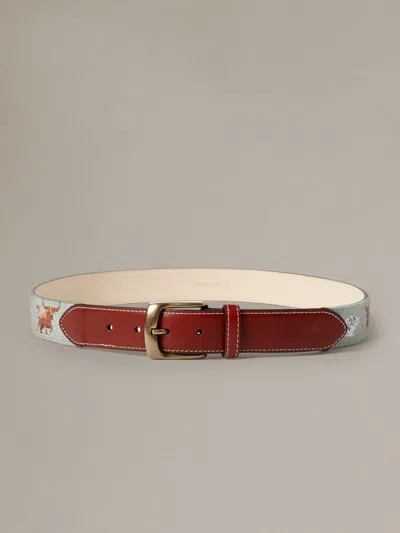 J.mclaughlin Men's Needlepoint Belt In Bull In China Shop Mint