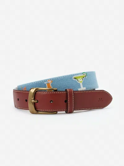 J.mclaughlin Men's Needlepoint Belt In Cocktail Party Light Blue