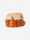 J.mclaughlin Men's Needlepoint Belt In Golf Khaki In Brown