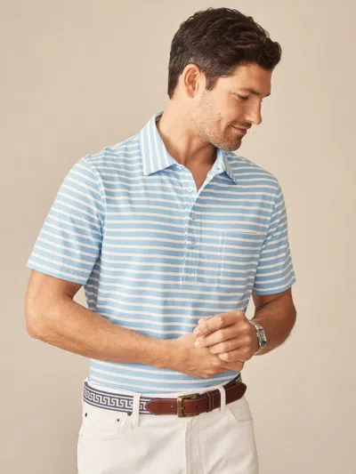 J.mclaughlin Men's Owens Polo In Breton Stripe Light Blue/white In Multi