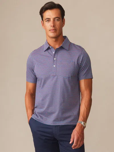 J.mclaughlin Men's Owens Polo In Multi Stripe Tricolor Light Blue/new Wedg/red In Purple