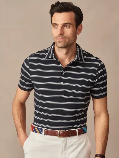 J.mclaughlin Men's Owens Polo In Triple Stripes Navy/white In Black