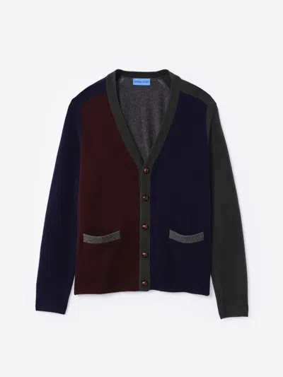 J.mclaughlin Men's Pennant Cardigan In Color Block Navy In Blue