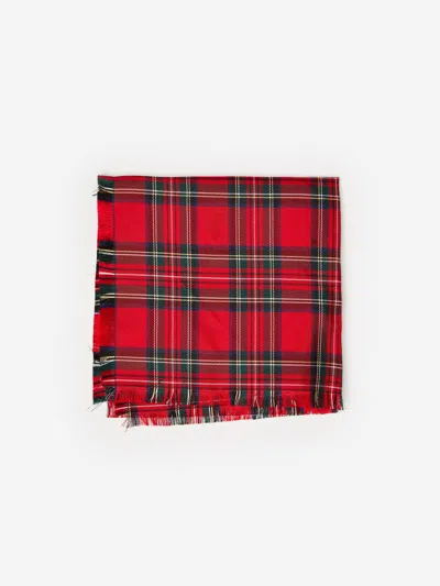 J.mclaughlin Men's Pocket Square In Plaid Red In Brown