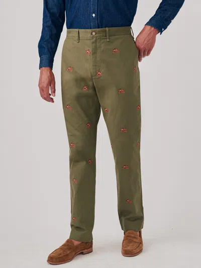 J.mclaughlin Men's Redding Straight-fit Chino Pants In Embroidered Jockey Olive In Blue