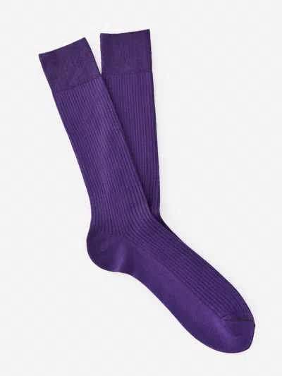 J.mclaughlin Men's Ribbed Socks Purple | Cotton/nylon/spandex In Pattern
