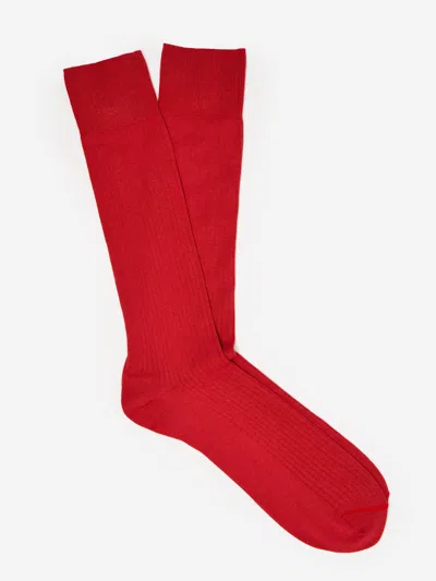 J.mclaughlin Men's Ribbed Socks Red | Cotton/nylon/spandex In Animal Print