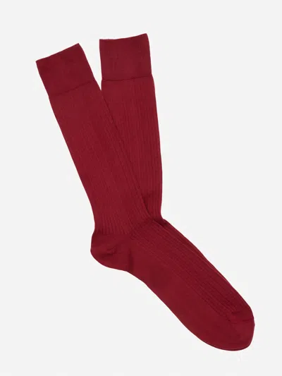 J.mclaughlin Men's Ribbed Socks Sangria | Cotton/nylon/spandex In White