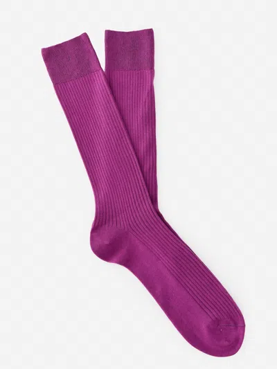 J.mclaughlin Men's Ribbed Socks Ultra Violet | Cotton/nylon/spandex In Pink