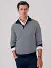 J.mclaughlin Men's Savona Polo Sweater In Stripe Navy/ivory In Animal Print