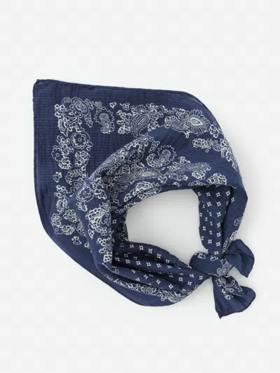 J.mclaughlin Men's Seersucker Bandana In Riverside Navy/off White | Cotton/silk In Black