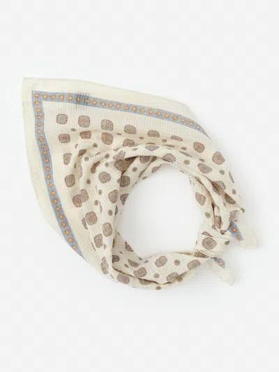 J.mclaughlin Men's Seersucker Bandana In Stratford Square Off White/light Blue | Cotton/silk