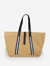 J.mclaughlin Men's Sheldon Canvas Tote Khaki/navy | Leather In Multi