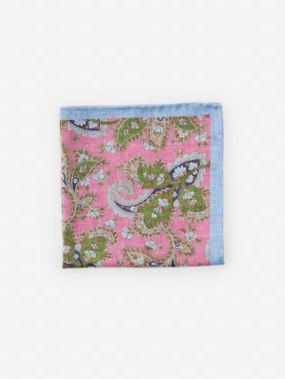 J.mclaughlin Men's Silk Pocket Square In Floral Green In Multi