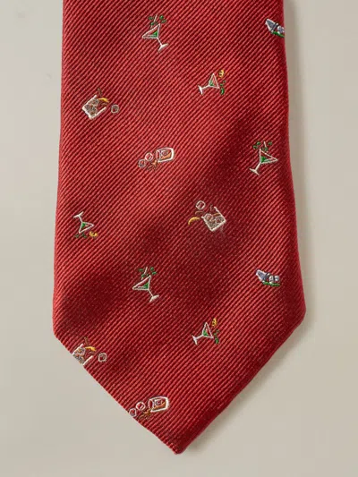J.mclaughlin Men's Silk Tie In Evening Service Red | Cotton/nylon/spandex