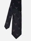 J.mclaughlin Men's Silk Tie In Lacrosse Sticks Black In Black