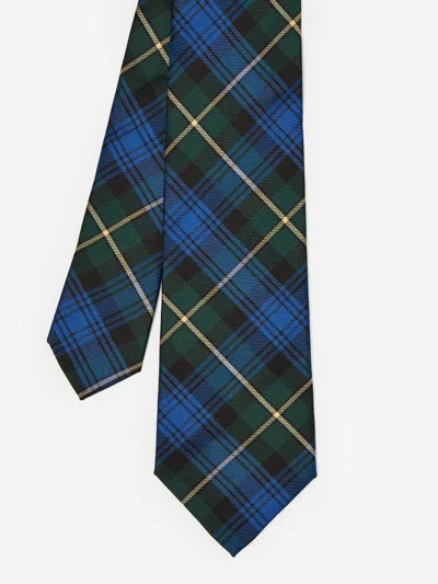 J.mclaughlin Men's Silk Tie In Plaid Green | Cotton/silk In Multi