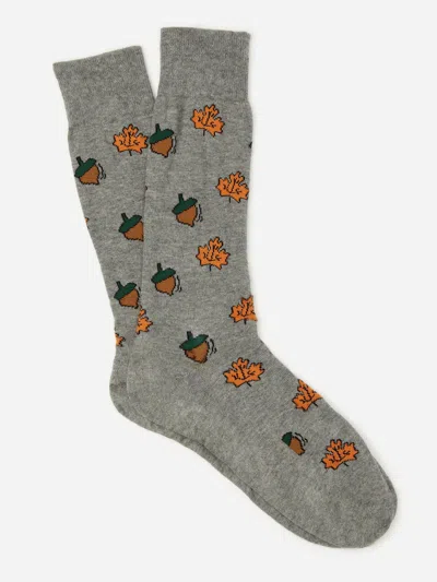 J.mclaughlin Men's Socks In Acorn Medium Heather Gray | Cotton/nylon/spandex In Animal Print