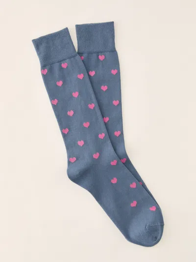 J.mclaughlin Men's Socks In Heart Blue/hot Pink | Cotton/nylon/spandex