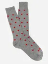 J.mclaughlin Men's Socks In Heart Gray/red | Cotton/nylon/spandex In Animal Print