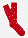 J.mclaughlin Men's Socks In Heart Red/off White | Cotton/nylon/spandex In Animal Print