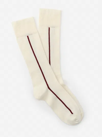 J.mclaughlin Men's Socks In Line Cream/cherry | Cotton/nylon/spandex In Neutral