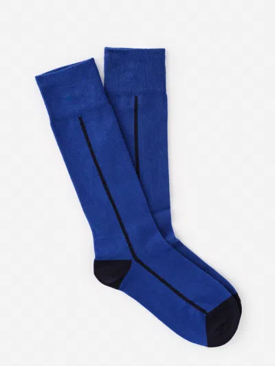 J.mclaughlin Men's Socks In Line French Blue/navy | Cotton/nylon/spandex