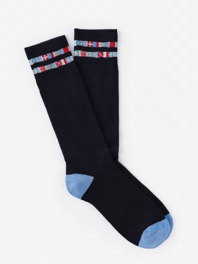 J.mclaughlin Men's Socks In Nautical Flag Navy | Cotton/nylon/spandex In Black