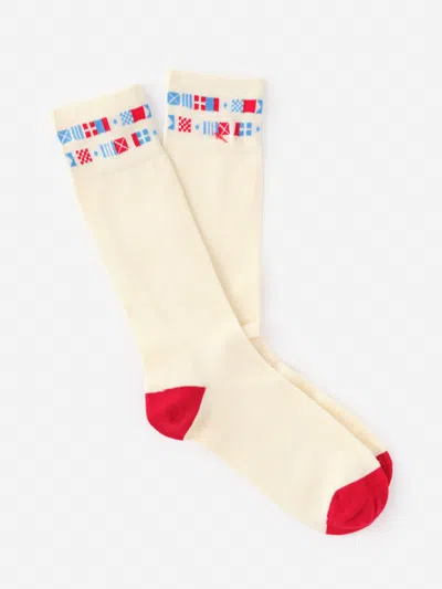 J.mclaughlin Men's Socks In Nautical Flag Off White | Cotton/nylon/spandex In Multi