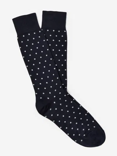 J.mclaughlin Men's Socks In Polka Dots Navy/off White | Cotton/nylon/spandex In Black