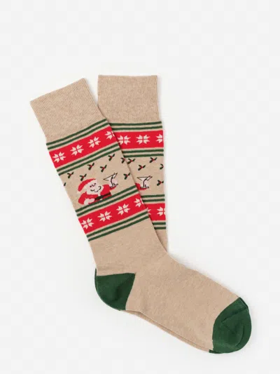 J.mclaughlin Men's Socks In Santa Cheers Beige | Cotton/nylon/spandex In Neutral