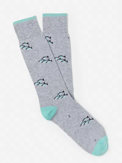 J.mclaughlin Men's Socks In School Of Fish Heather Gray/blue | Cotton/nylon/spandex In Multi